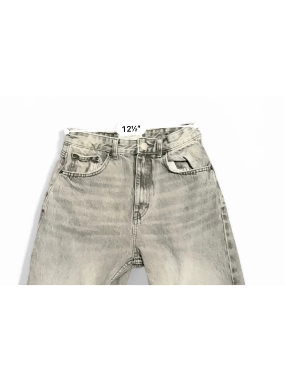 Pull & Bear Women's Acid Wash Gray Straight Leg Raw Hem High Rise Sz 2 - Picture 5 of 10